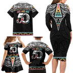 50 Years Kia Kaha Te Reo Maori Family Matching Long Sleeve Bodycon Dress and Hawaiian Shirt Ake Ake Ake! - Aussie Hoodie