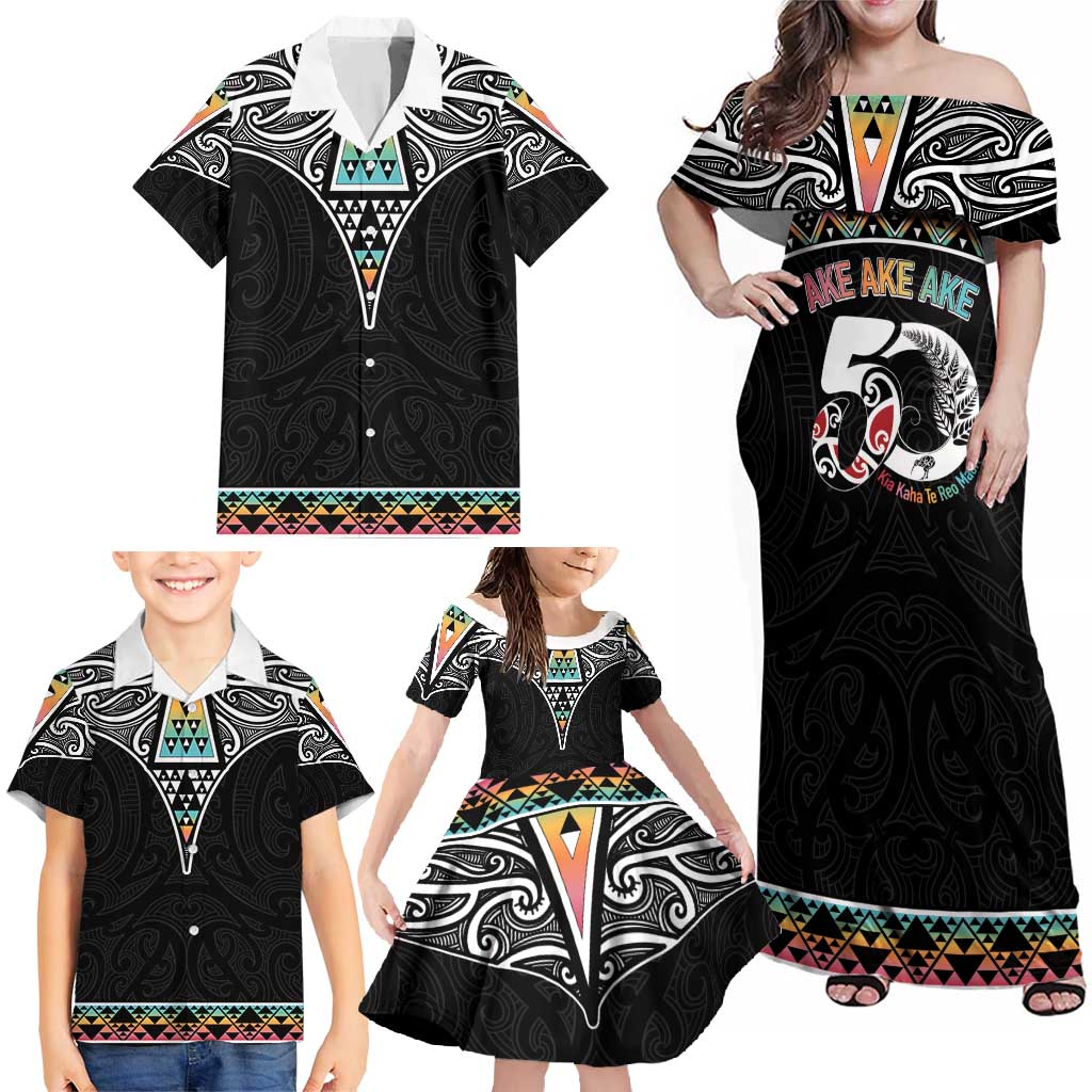 50 Years Kia Kaha Te Reo Maori Family Matching Off Shoulder Maxi Dress and Hawaiian Shirt Ake Ake Ake! - Aussie Hoodie