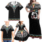 50 Years Kia Kaha Te Reo Maori Family Matching Off Shoulder Maxi Dress and Hawaiian Shirt Ake Ake Ake! - Aussie Hoodie