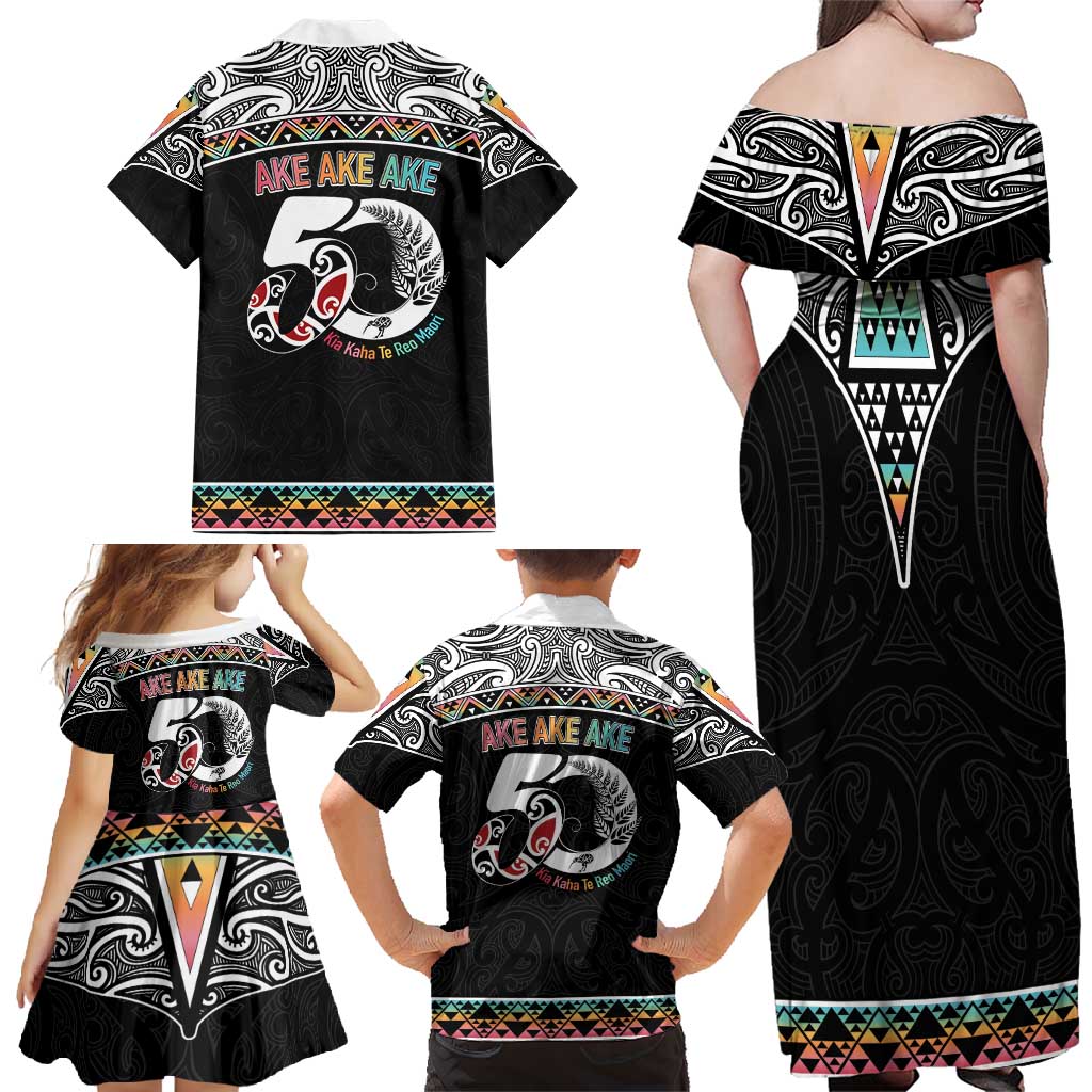 50 Years Kia Kaha Te Reo Maori Family Matching Off Shoulder Maxi Dress and Hawaiian Shirt Ake Ake Ake! - Aussie Hoodie