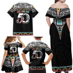 50 Years Kia Kaha Te Reo Maori Family Matching Off Shoulder Maxi Dress and Hawaiian Shirt Ake Ake Ake! - Aussie Hoodie