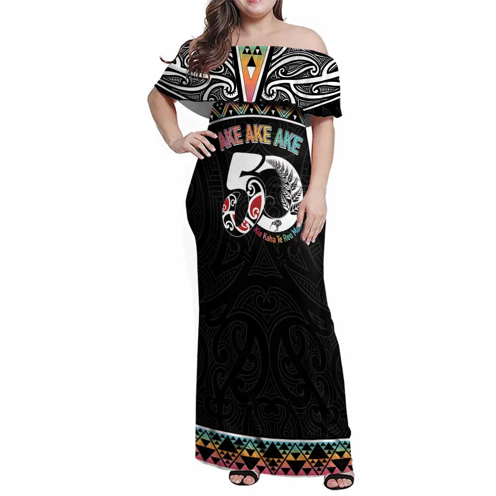 50 Years Kia Kaha Te Reo Maori Family Matching Off Shoulder Maxi Dress and Hawaiian Shirt Ake Ake Ake! - Aussie Hoodie