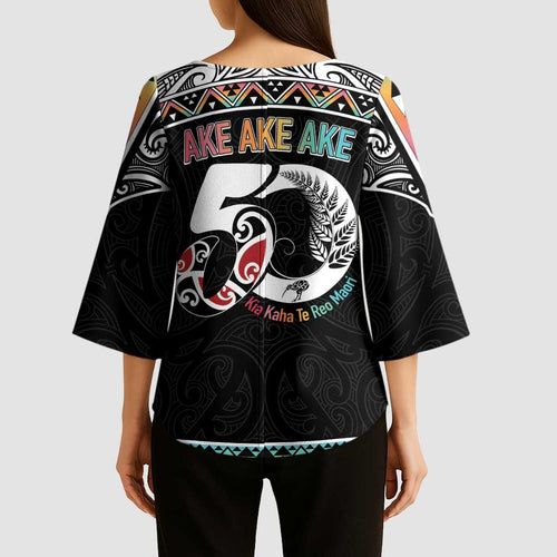 50 Years Kia Kaha Te Reo Maori Kimono Sleeve Blouse Ake Ake Ake! - Aussie Hoodie