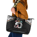 50 Years Kia Kaha Te Reo Maori Leather Tote Bag Ake Ake Ake! - Aussie Hoodie
