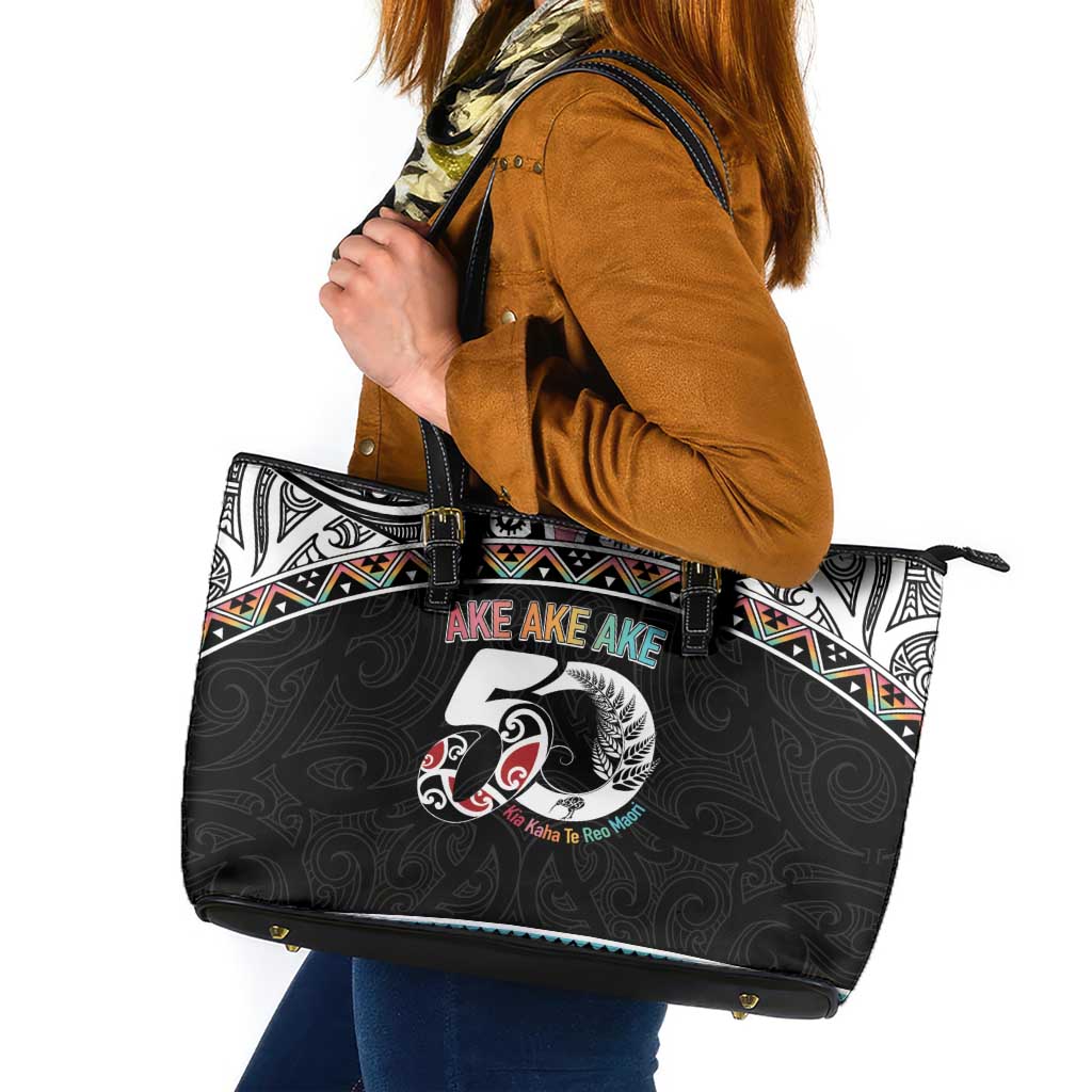 50 Years Kia Kaha Te Reo Maori Leather Tote Bag Ake Ake Ake! - Aussie Hoodie