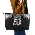 50 Years Kia Kaha Te Reo Maori Leather Tote Bag Ake Ake Ake! - Aussie Hoodie