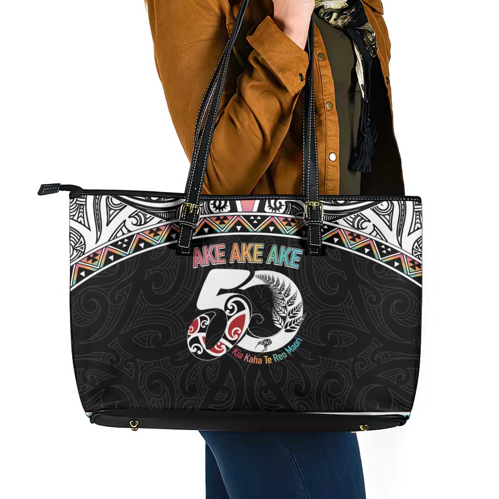 50 Years Kia Kaha Te Reo Maori Leather Tote Bag Ake Ake Ake! - Aussie Hoodie