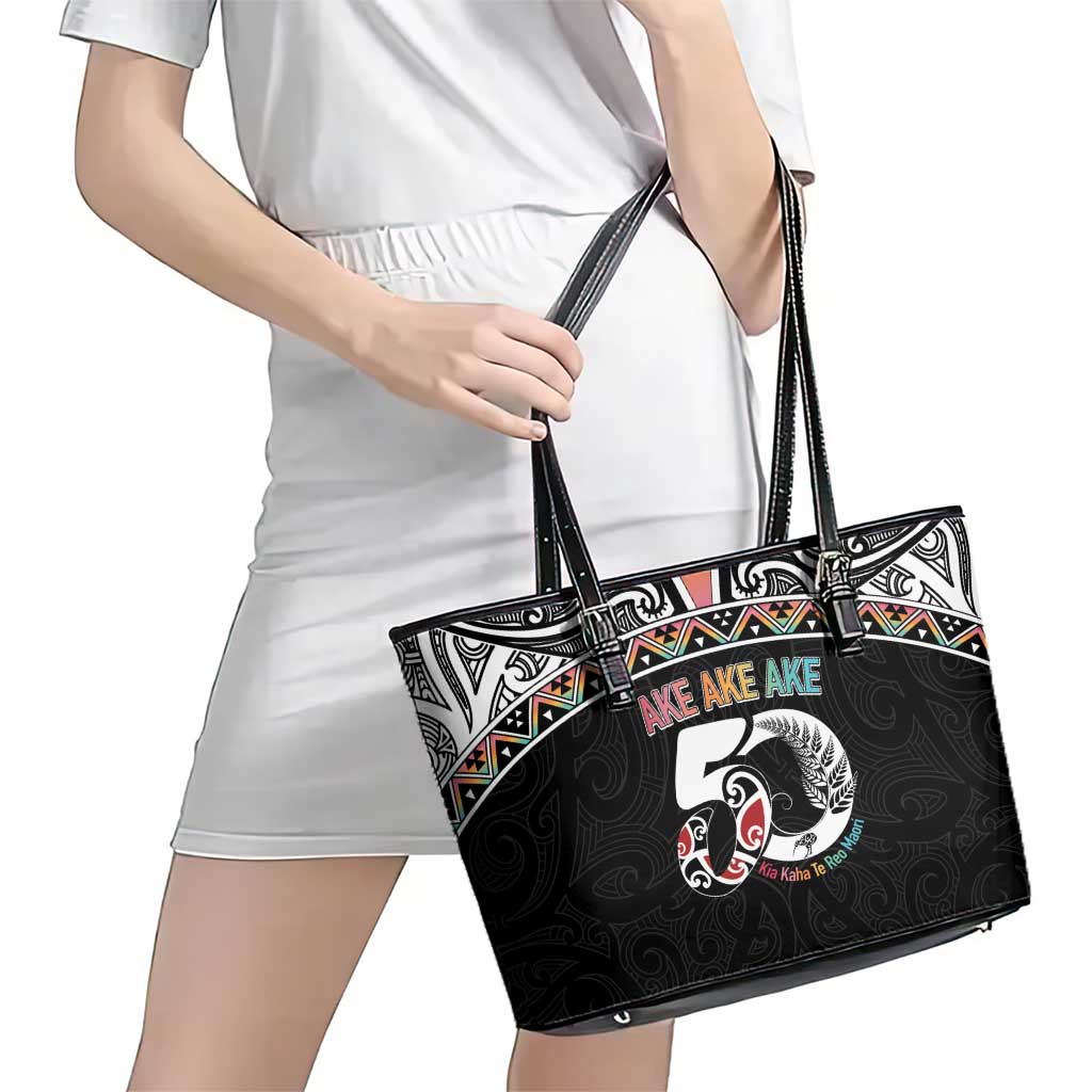 50 Years Kia Kaha Te Reo Maori Leather Tote Bag Ake Ake Ake! - Aussie Hoodie