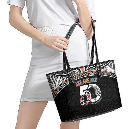 50 Years Kia Kaha Te Reo Maori Leather Tote Bag Ake Ake Ake! - Aussie Hoodie