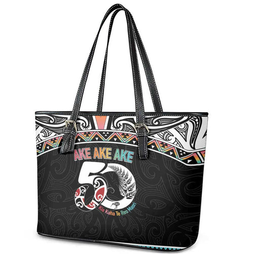50 Years Kia Kaha Te Reo Maori Leather Tote Bag Ake Ake Ake! - Aussie Hoodie