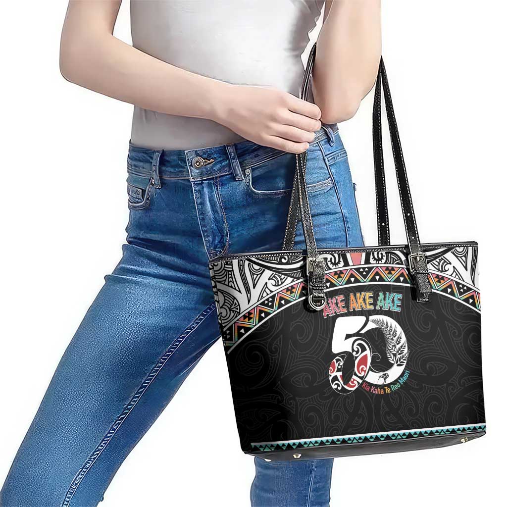 50 Years Kia Kaha Te Reo Maori Leather Tote Bag Ake Ake Ake! - Aussie Hoodie