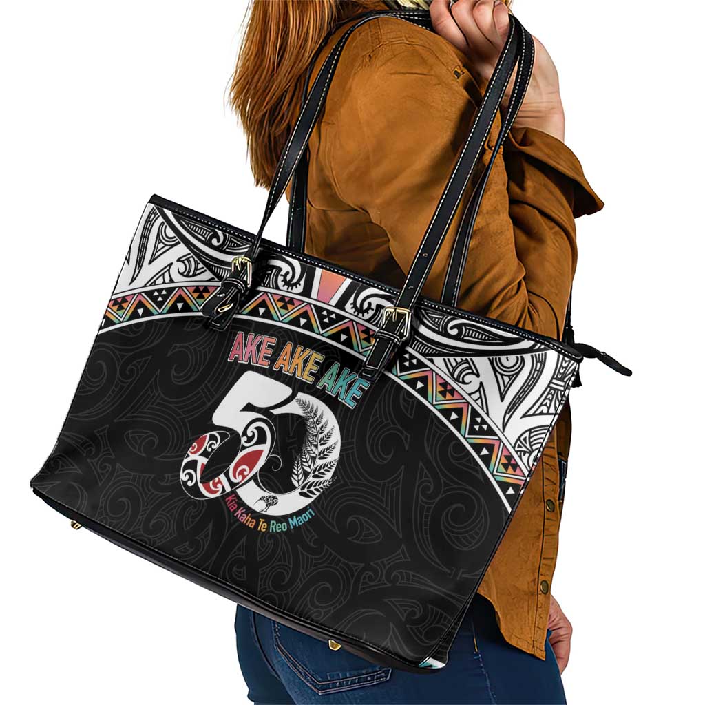 50 Years Kia Kaha Te Reo Maori Leather Tote Bag Ake Ake Ake! - Aussie Hoodie
