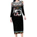 50 Years Kia Kaha Te Reo Maori Long Sleeve Bodycon Dress Ake Ake Ake! - Aussie Hoodie
