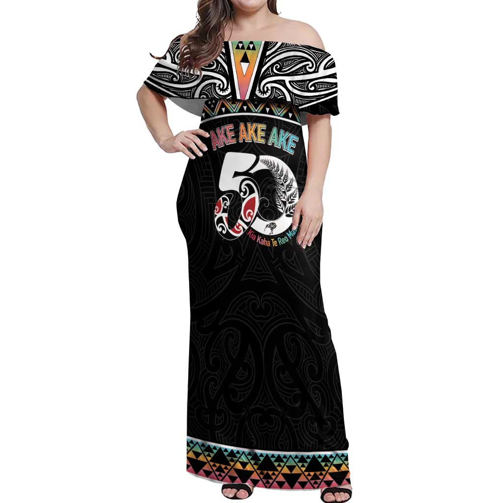 50 Years Kia Kaha Te Reo Maori Off Shoulder Maxi Dress Ake Ake Ake! - Aussie Hoodie