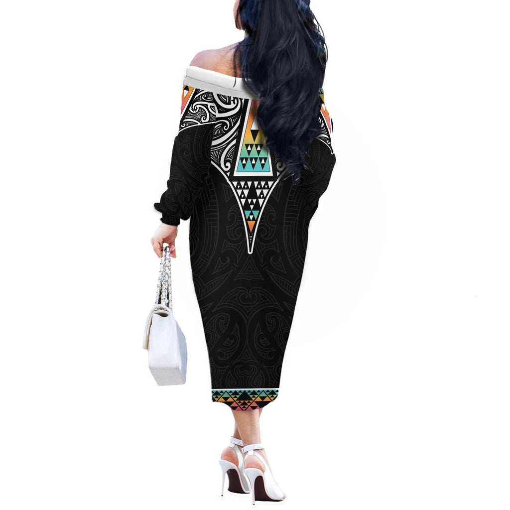50 Years Kia Kaha Te Reo Maori Off The Shoulder Long Sleeve Dress Ake Ake Ake! - Aussie Hoodie