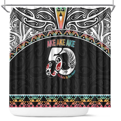 50 Years Kia Kaha Te Reo Maori Shower Curtain Ake Ake Ake! - Aussie Hoodie