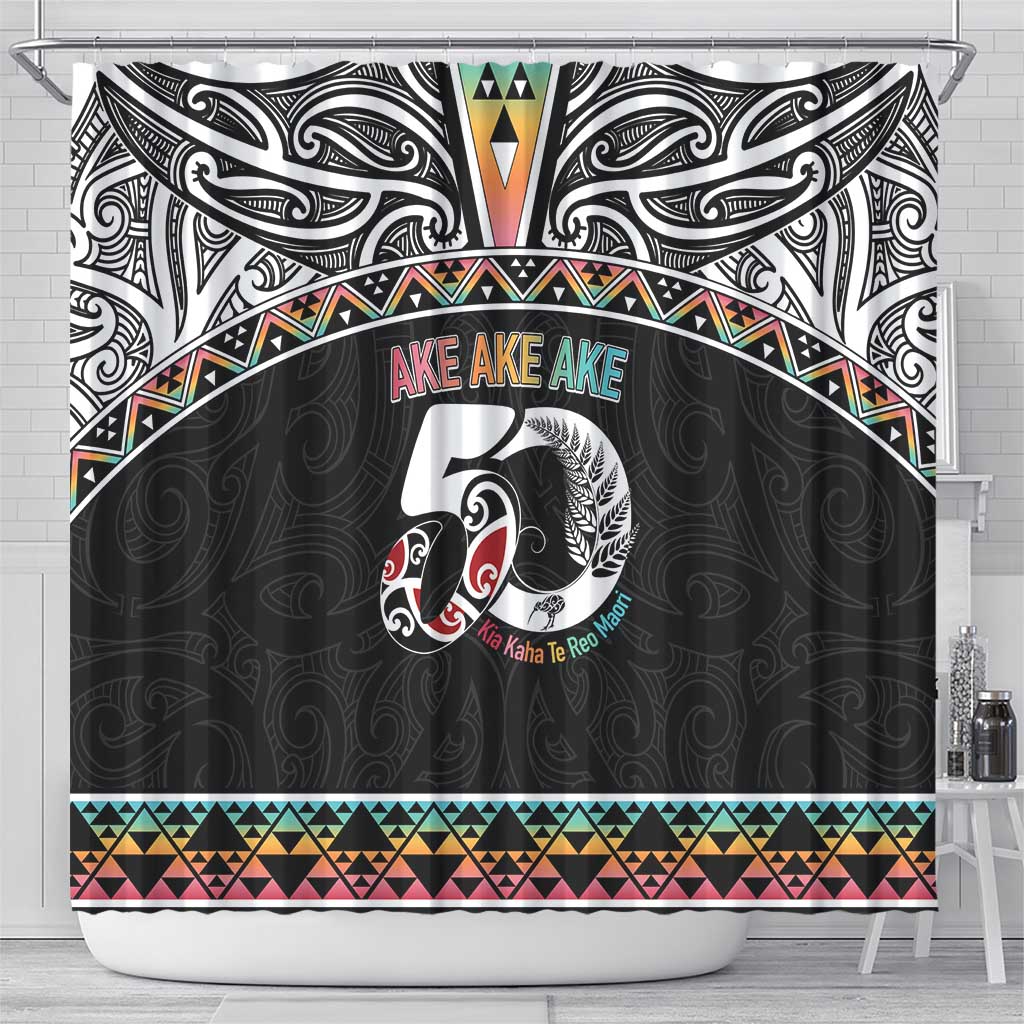 50 Years Kia Kaha Te Reo Maori Shower Curtain Ake Ake Ake! - Aussie Hoodie
