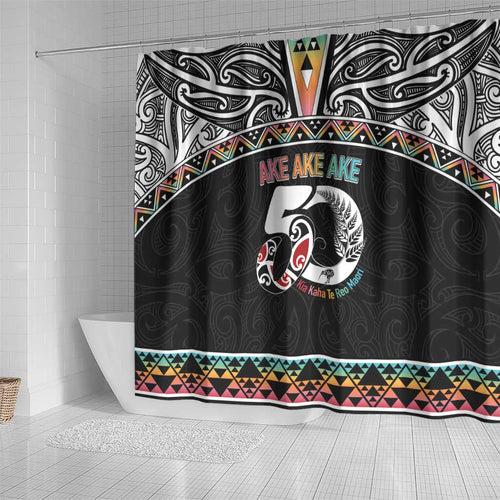50 Years Kia Kaha Te Reo Maori Shower Curtain Ake Ake Ake! - Aussie Hoodie
