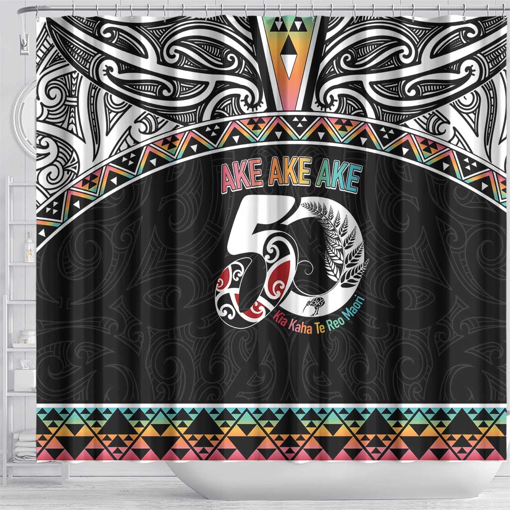 50 Years Kia Kaha Te Reo Maori Shower Curtain Ake Ake Ake! - Aussie Hoodie