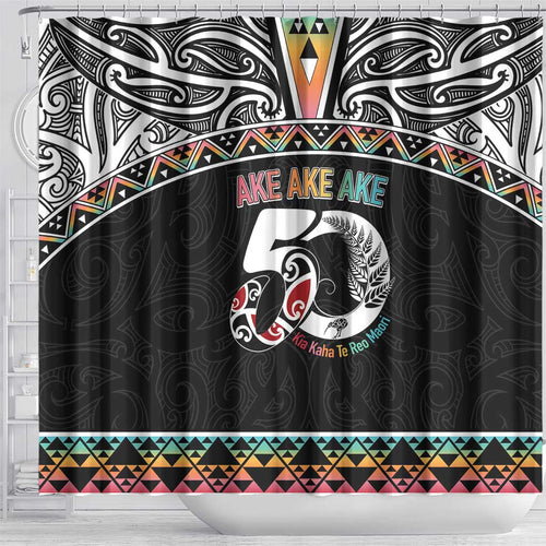50 Years Kia Kaha Te Reo Maori Shower Curtain Ake Ake Ake! - Aussie Hoodie