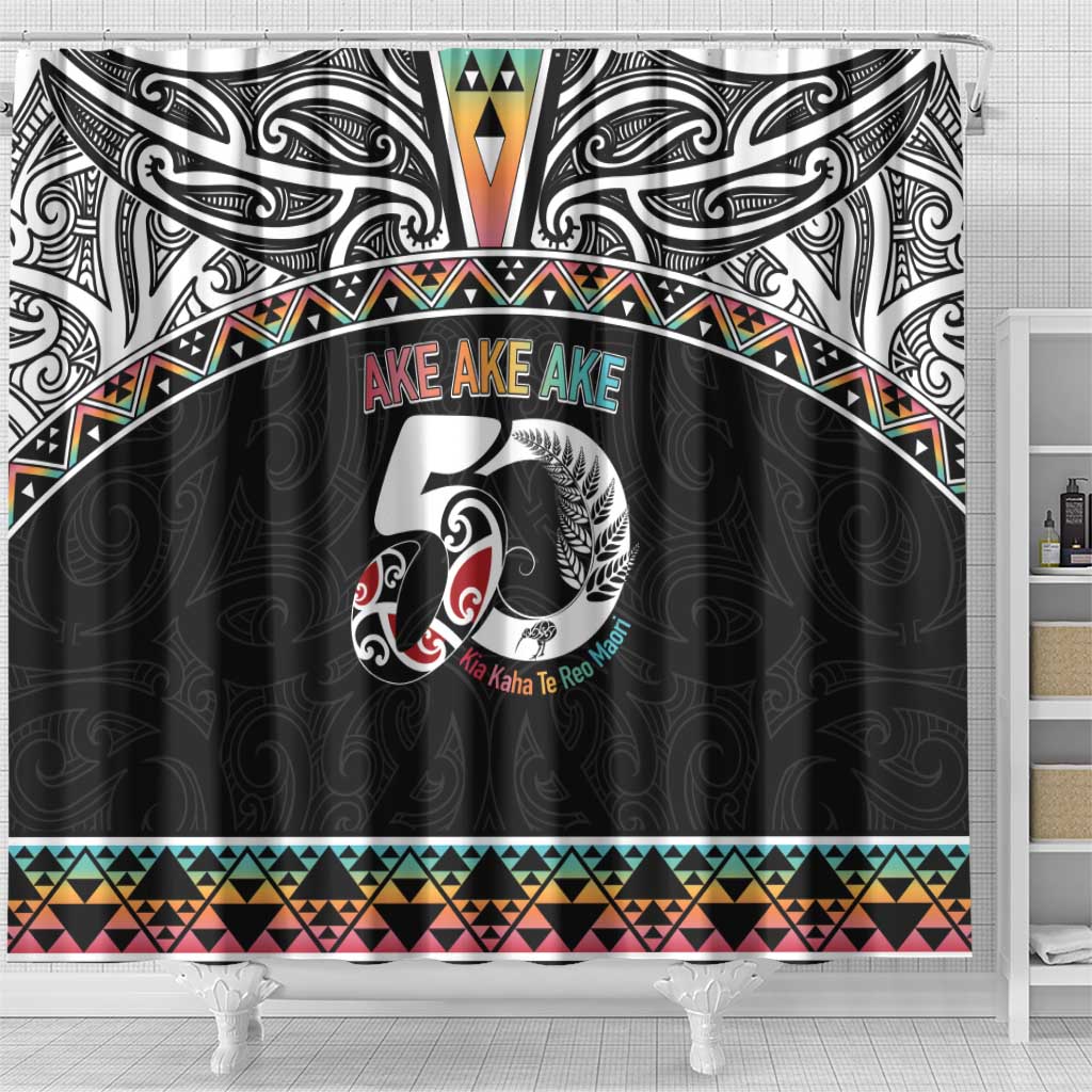 50 Years Kia Kaha Te Reo Maori Shower Curtain Ake Ake Ake! - Aussie Hoodie