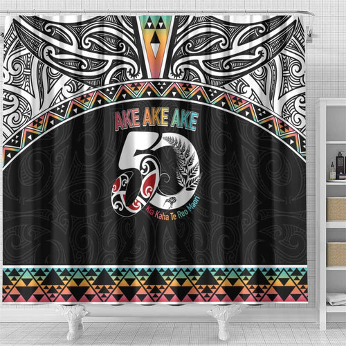 50 Years Kia Kaha Te Reo Maori Shower Curtain Ake Ake Ake! - Aussie Hoodie
