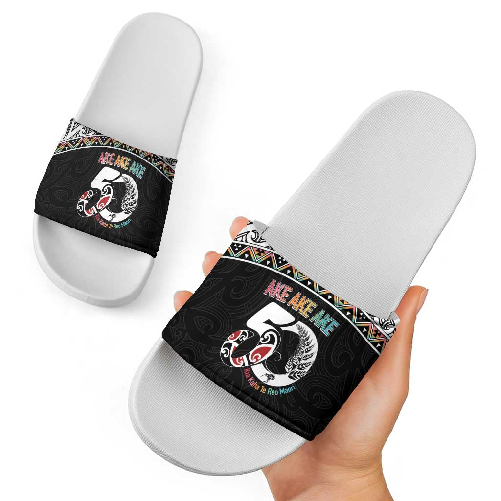 50 Years Kia Kaha Te Reo Maori Slide Sandals Ake Ake Ake! - Aussie Hoodie