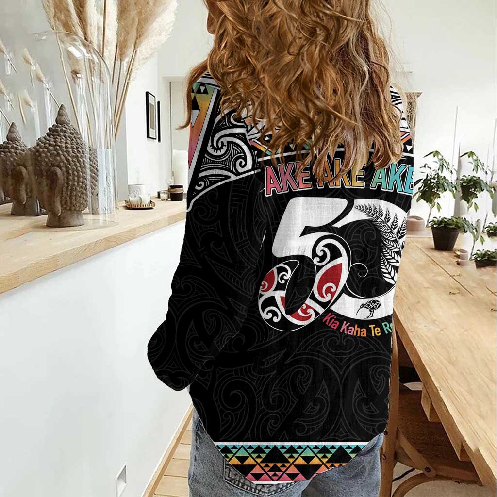 50 Years Kia Kaha Te Reo Maori Women Casual Shirt Ake Ake Ake! - Aussie Hoodie