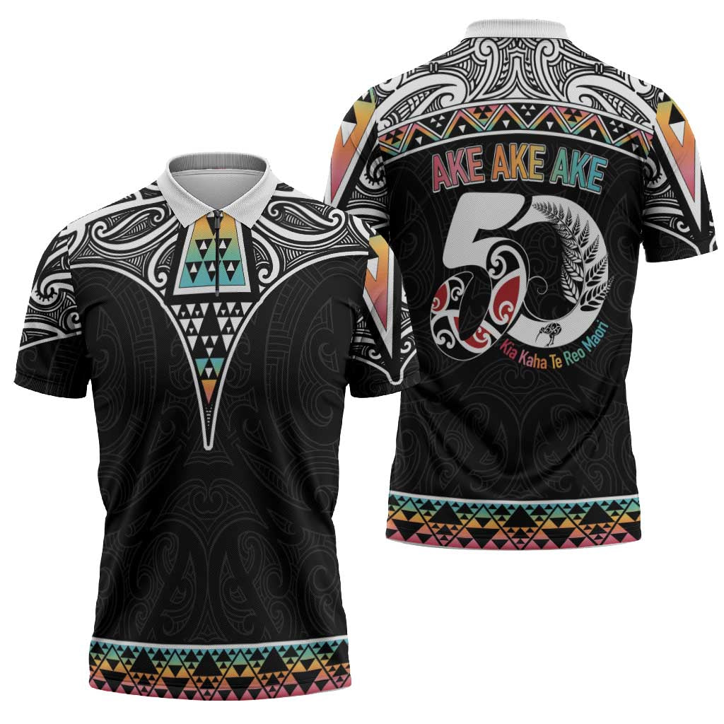 50 Years Kia Kaha Te Reo Maori Zipper Polo Shirt Ake Ake Ake! - Aussie Hoodie