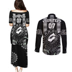 personalised-collingwood-football-couples-matching-puletasi-dress-and-long-sleeve-button-shirts-champions-go-magpies