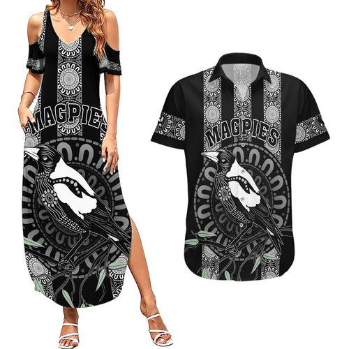 personalised-collingwood-football-couples-matching-summer-maxi-dress-and-hawaiian-shirt-champions-go-magpies