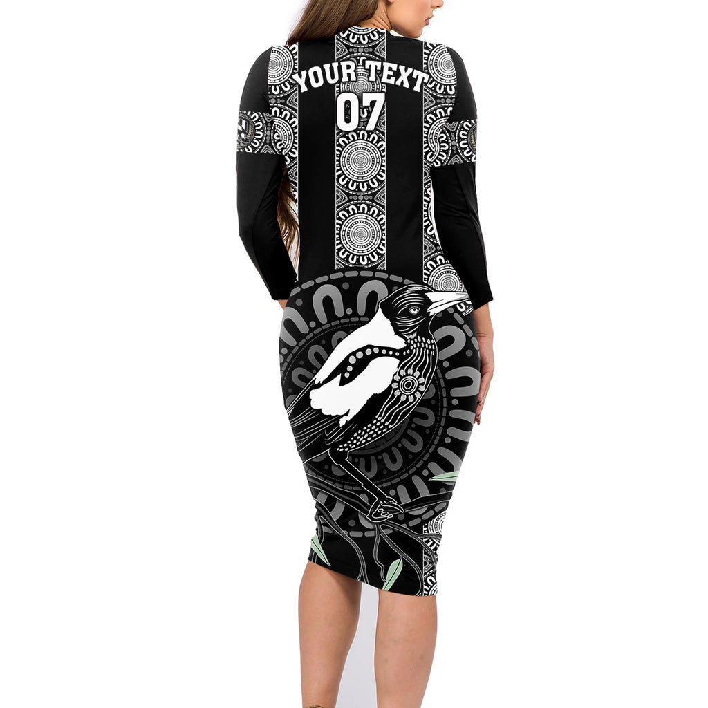 personalised-collingwood-football-family-matching-long-sleeve-bodycon-dress-and-hawaiian-shirt-champions-go-magpies