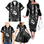 personalised-collingwood-football-family-matching-off-shoulder-long-sleeve-dress-and-hawaiian-shirt-champions-go-magpies
