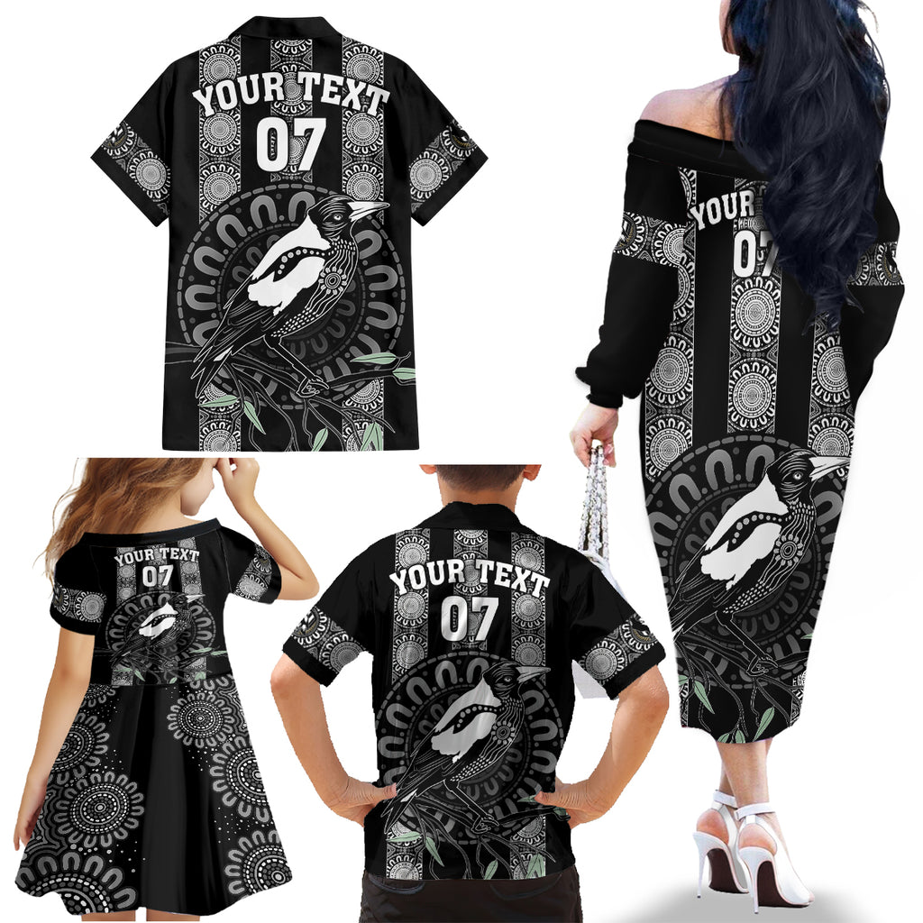 personalised-collingwood-football-family-matching-off-shoulder-long-sleeve-dress-and-hawaiian-shirt-champions-go-magpies