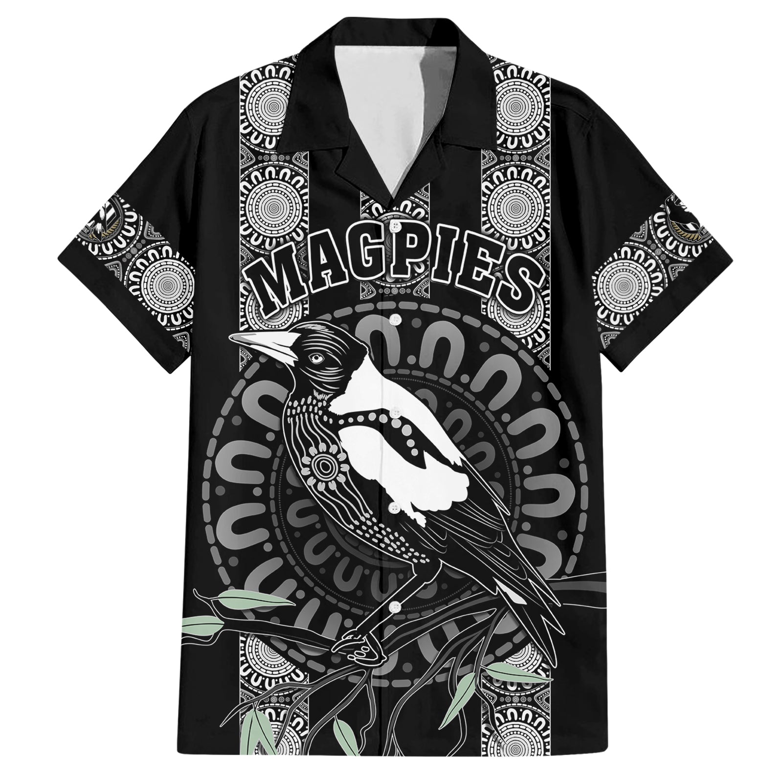 personalised-collingwood-football-family-matching-short-sleeve-bodycon-dress-and-hawaiian-shirt-champions-go-magpies
