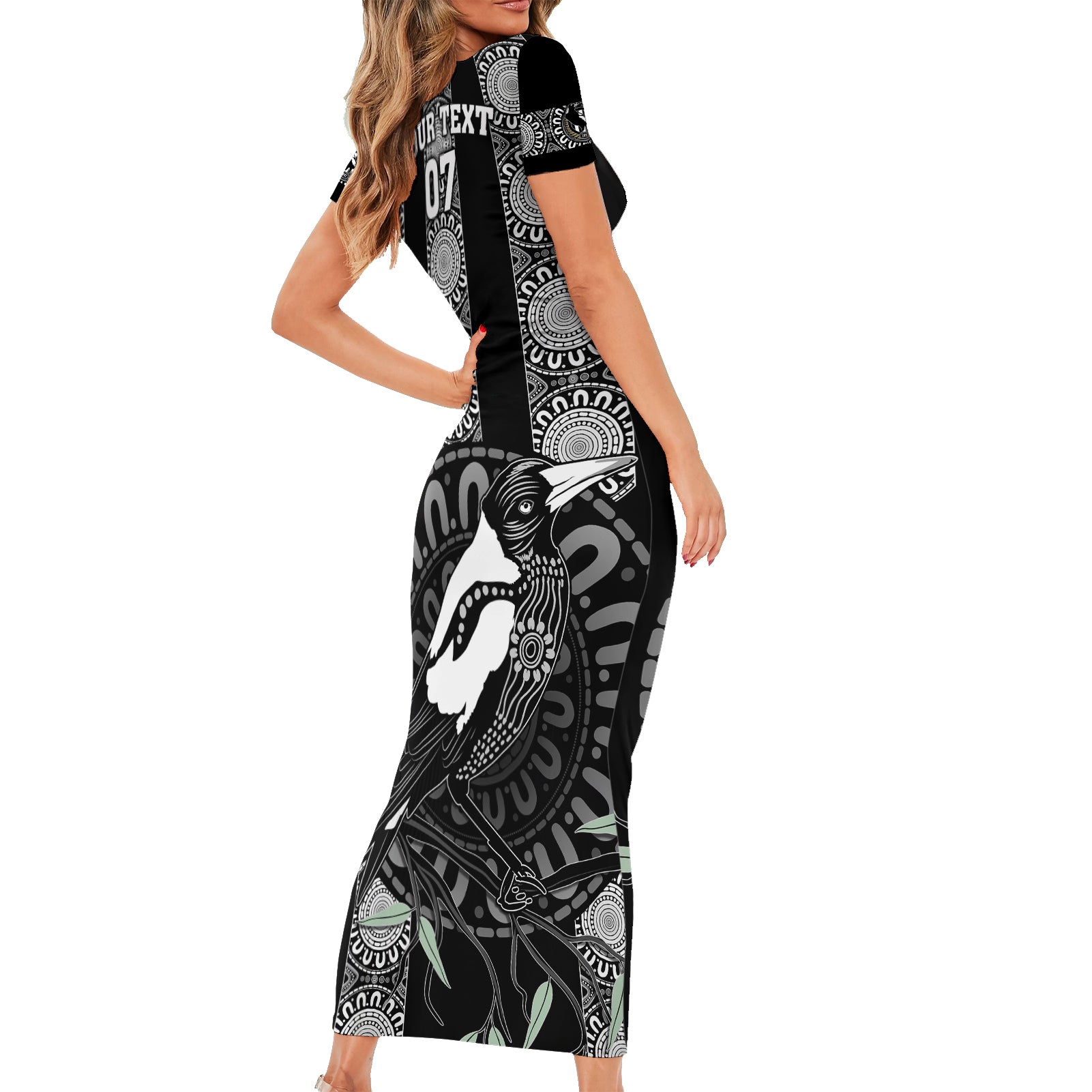 personalised-collingwood-football-family-matching-short-sleeve-bodycon-dress-and-hawaiian-shirt-champions-go-magpies