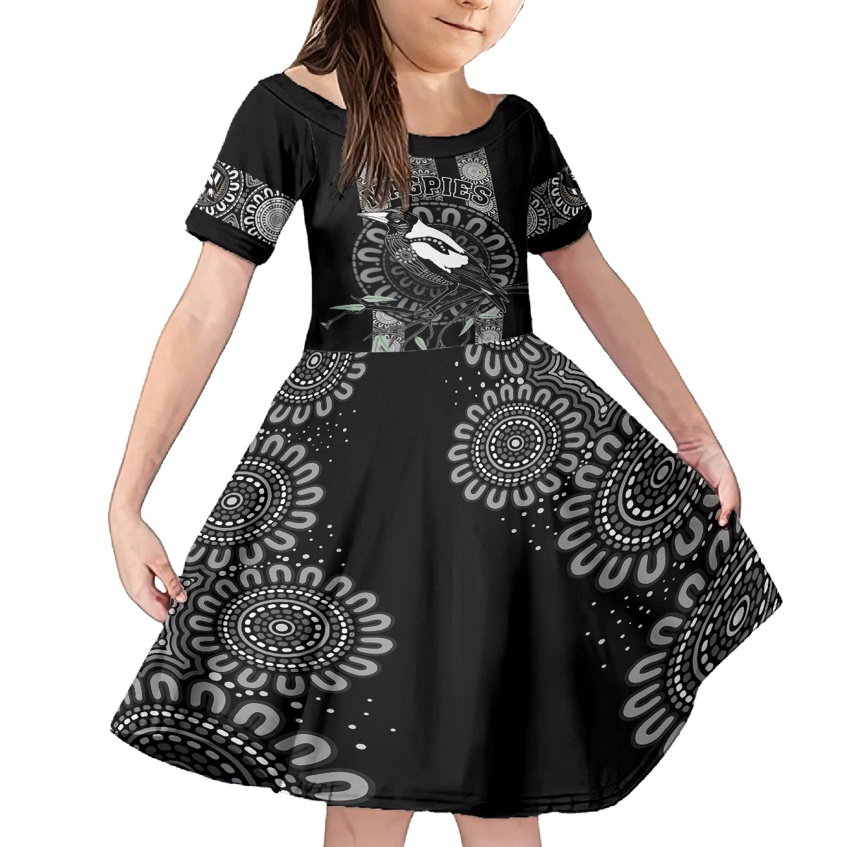 personalised-collingwood-football-kid-short-sleeve-dress-champions-go-magpies