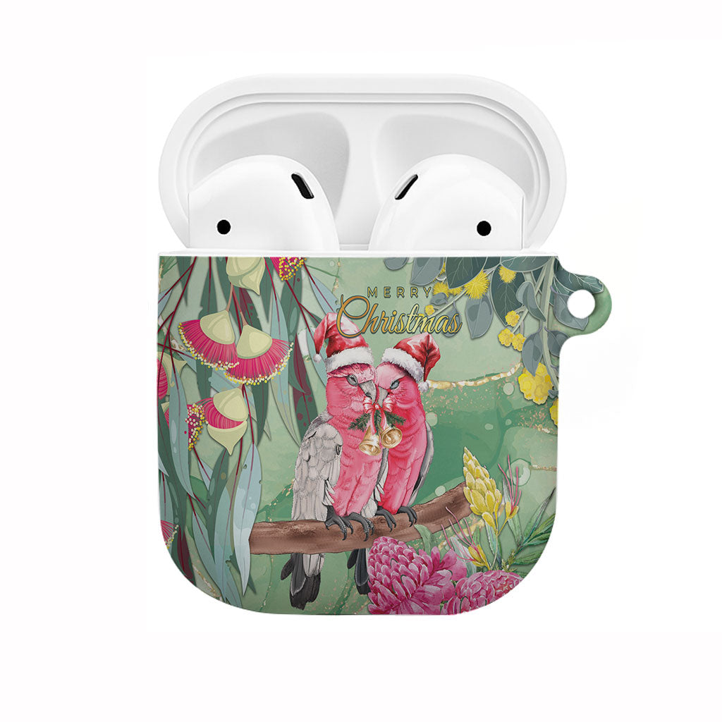 Australia Galah Birds Couple Christmas AirPods Case Mint Glaze