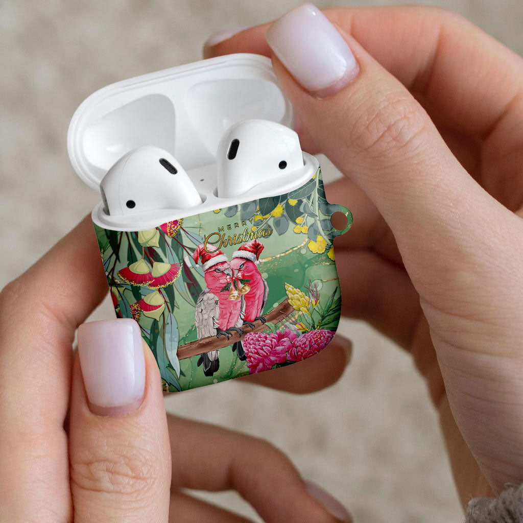 Australia Galah Birds Couple Christmas AirPods Case Mint Glaze