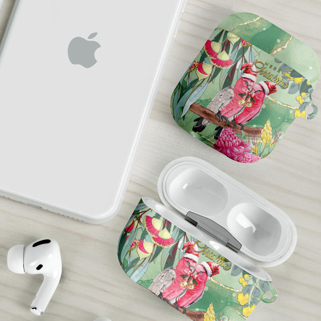 Australia Galah Birds Couple Christmas AirPods Case Mint Glaze