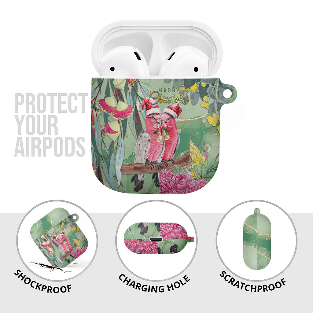 Australia Galah Birds Couple Christmas AirPods Case Mint Glaze
