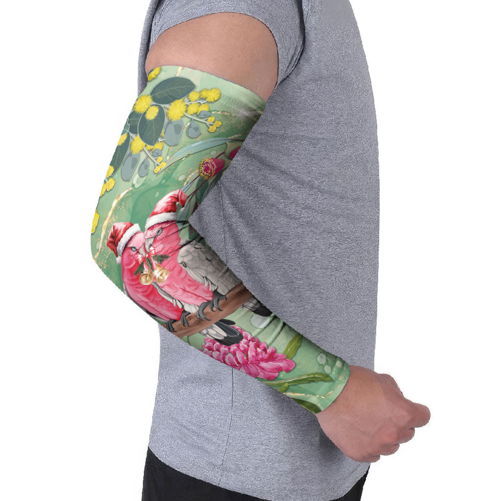 Australia Galah Birds Couple Christmas Arm Sleeves Mint Glaze