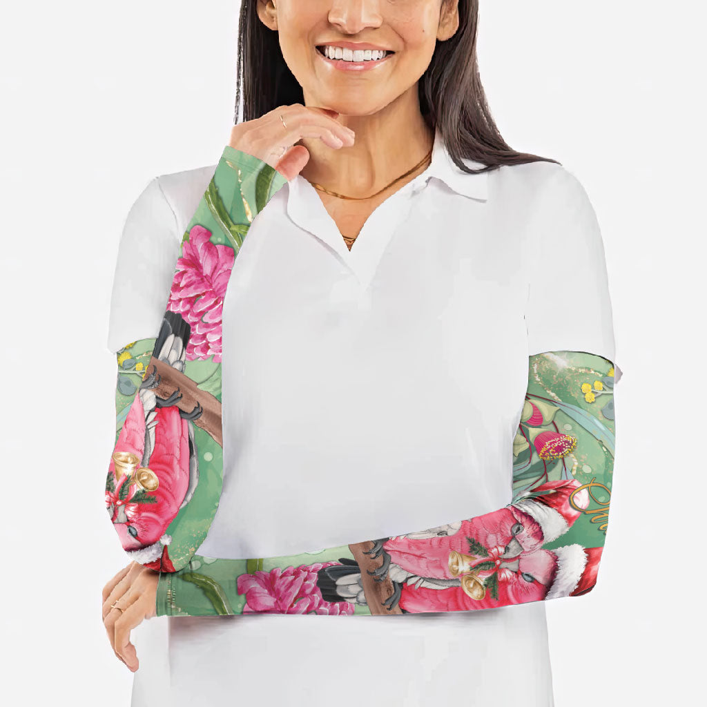 Australia Galah Birds Couple Christmas Arm Sleeves Mint Glaze
