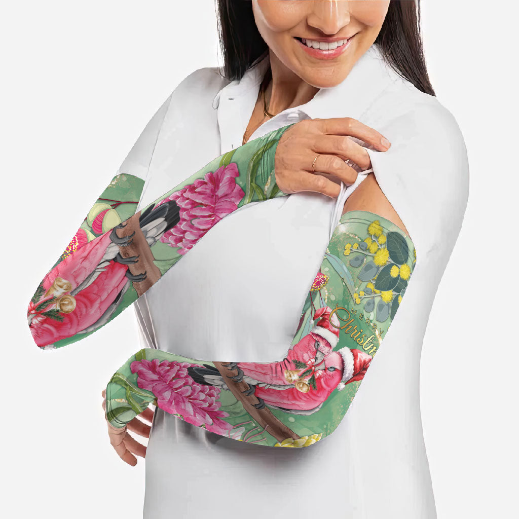 Australia Galah Birds Couple Christmas Arm Sleeves Mint Glaze