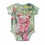 Australia Galah Birds Couple Christmas Baby Onesie Mint Glaze