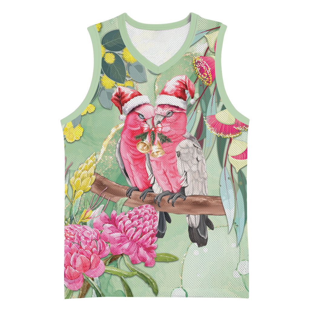 Australia Galah Birds Couple Christmas Basketball Jersey Mint Glaze