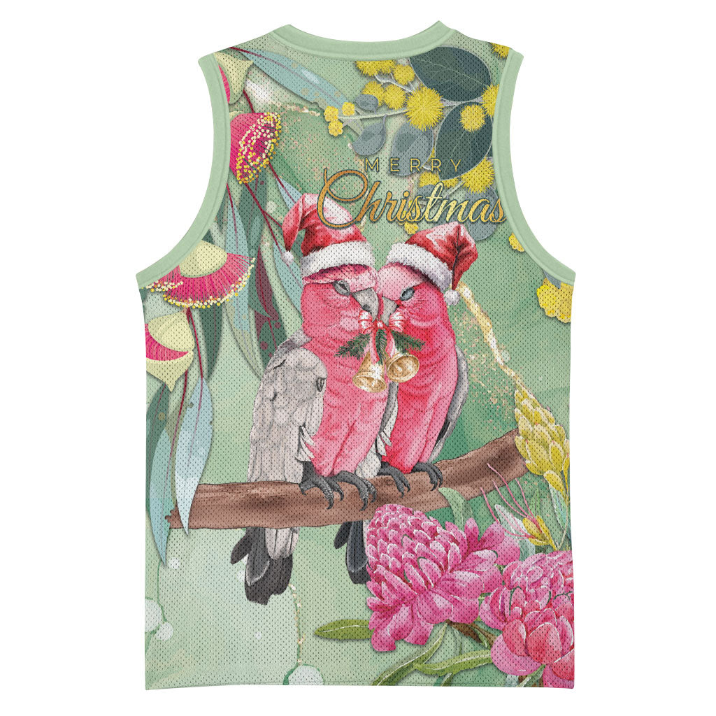 Australia Galah Birds Couple Christmas Basketball Jersey Mint Glaze