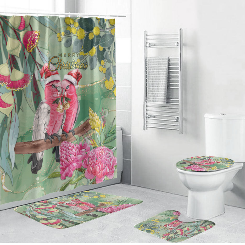 Australia Galah Birds Couple Christmas Bathroom Set Mint Glaze