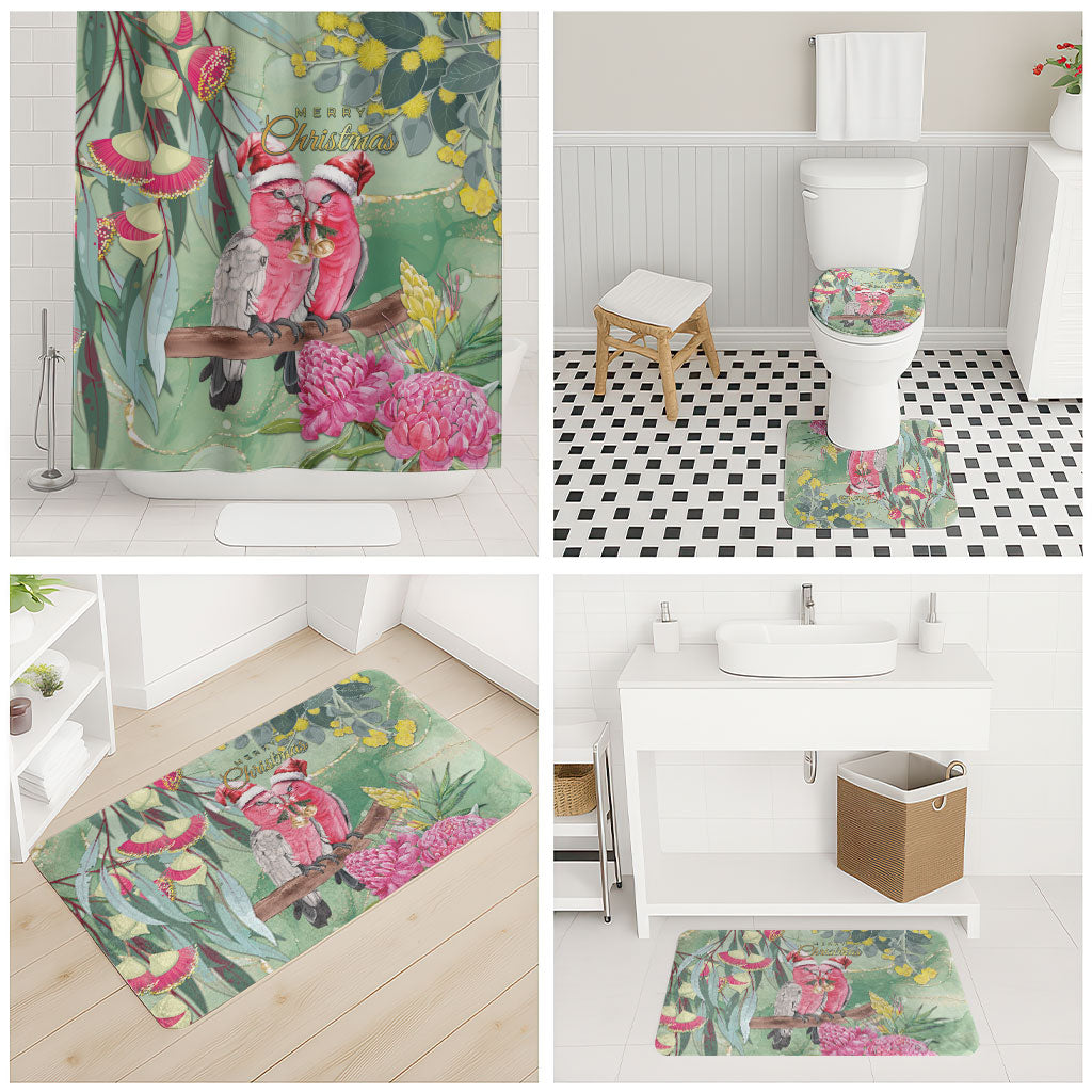 Australia Galah Birds Couple Christmas Bathroom Set Mint Glaze