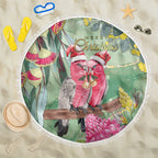 Australia Galah Birds Couple Christmas Beach Blanket Mint Glaze